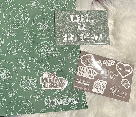 Green Floral Poly Mailers & Coordinating Products