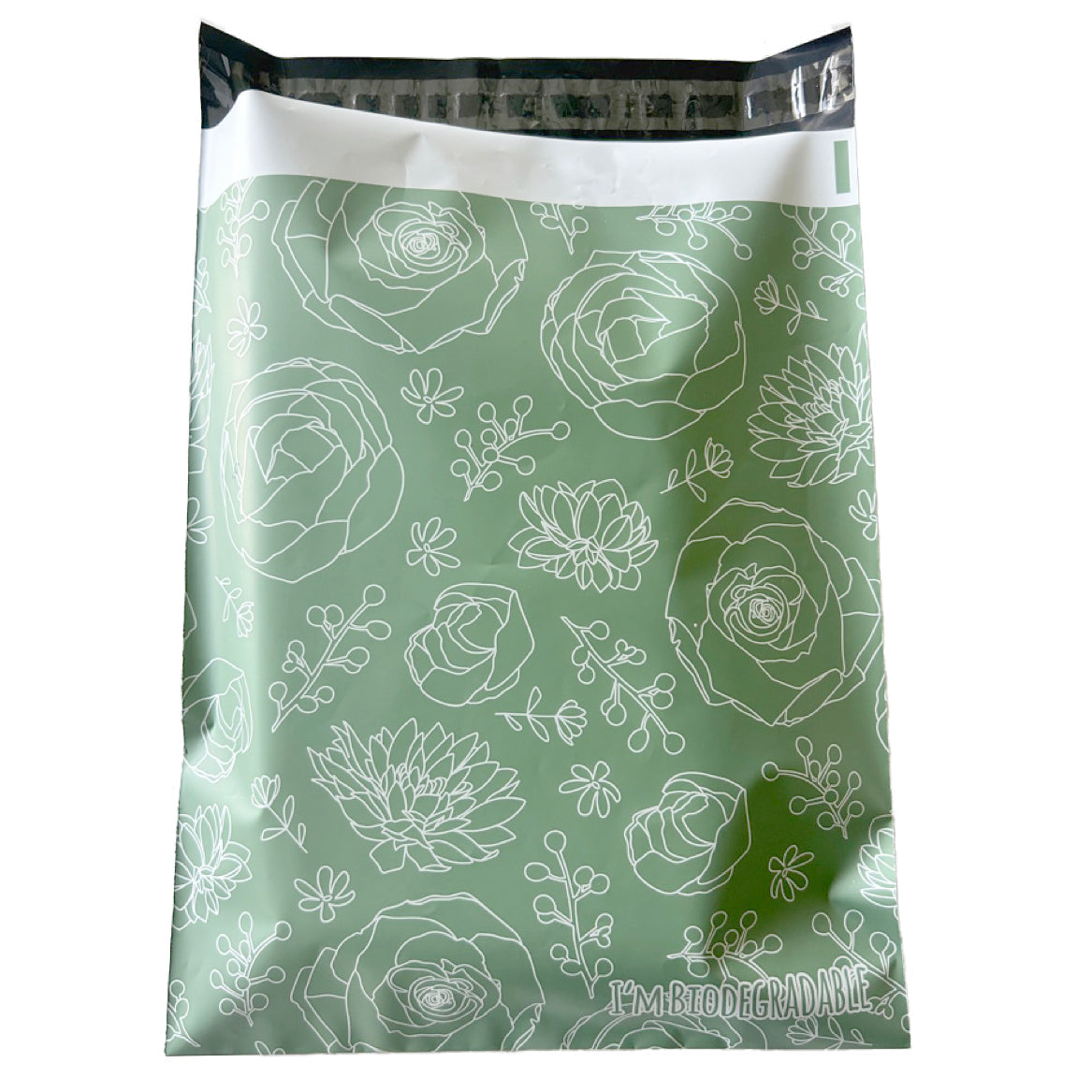 10x13 Green Floral Biodegradable Poly Mailers - 100 Bags