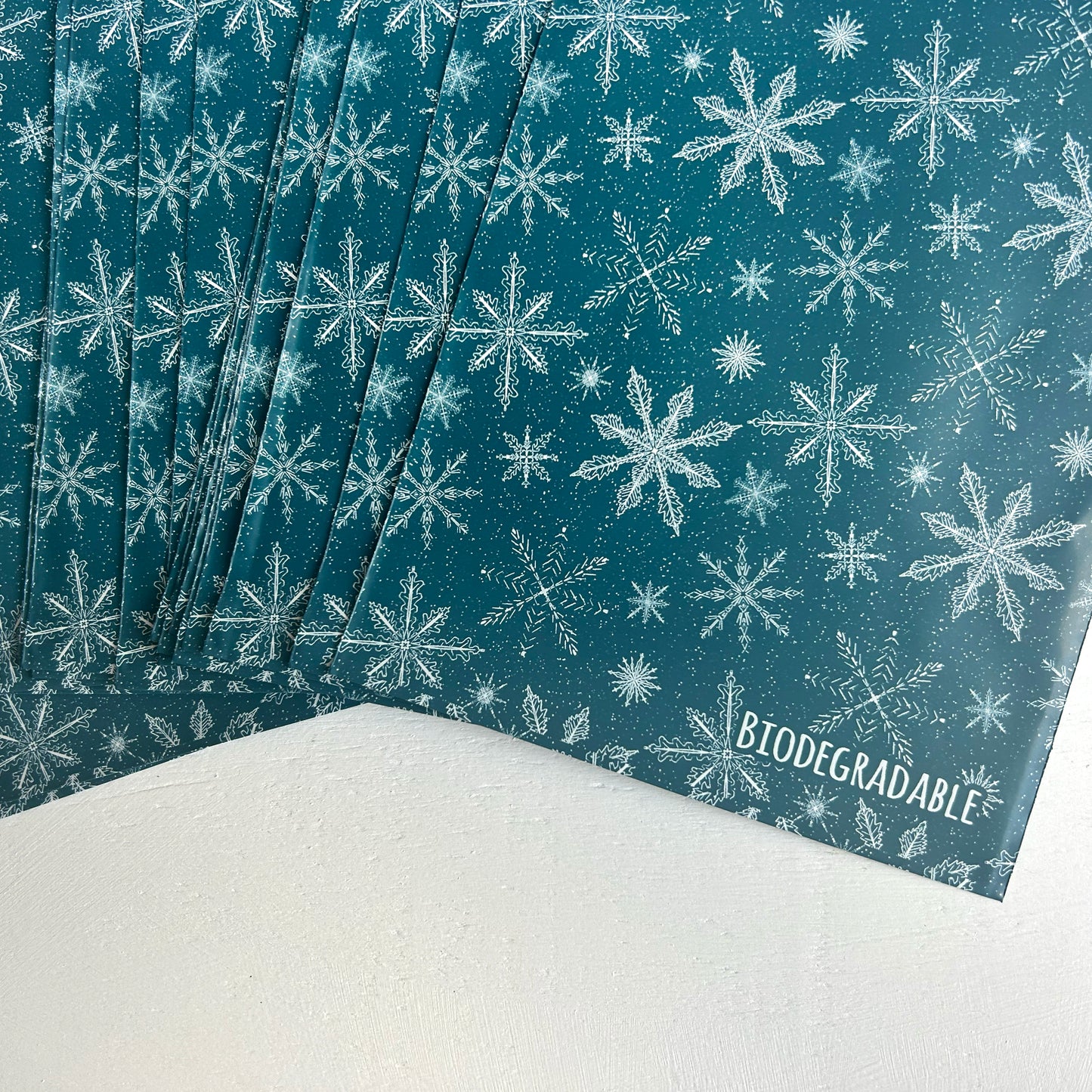 6x9 Snowflake Biodegradable Poly Mailers