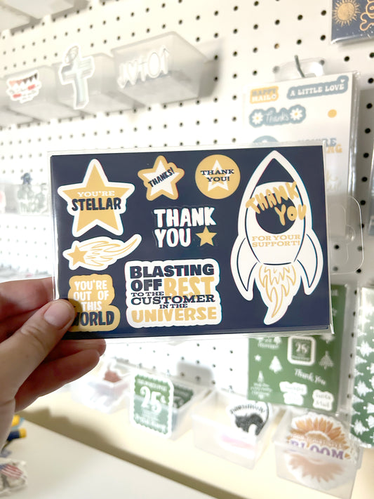 4x6 Space Thank You Sticker Sheets