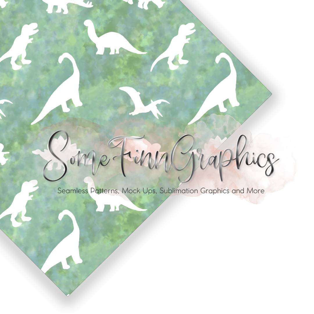 Dinosaur Green Silhouettes Seamless Design