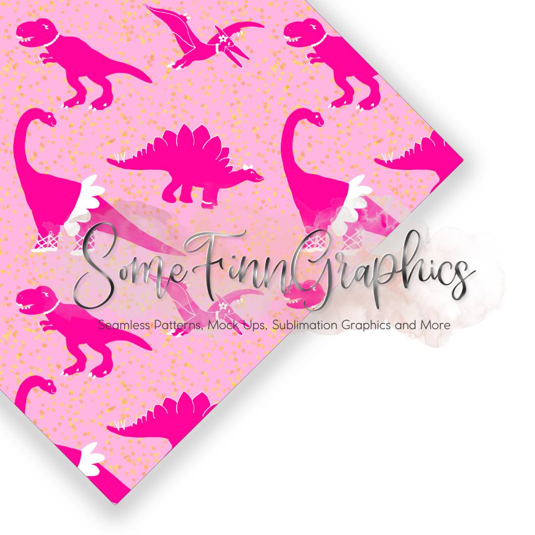 Girl Dinosaur Seamless Design