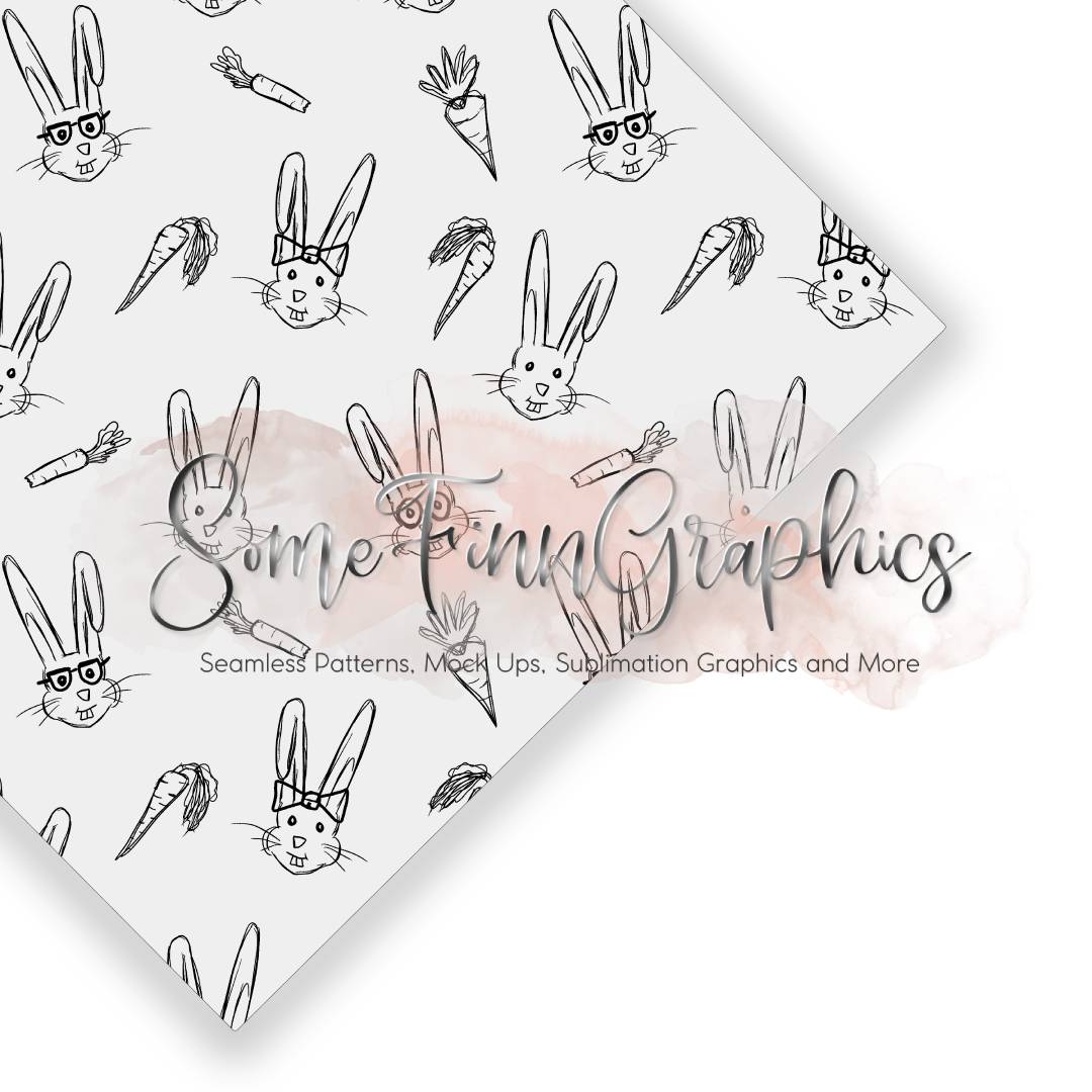 Sketchy Nerdy Bunny Seamless Design
