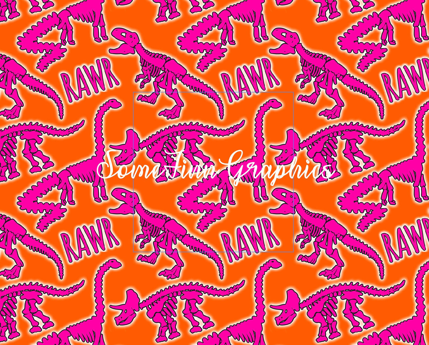 Dinosaur Neon Orange and Pink