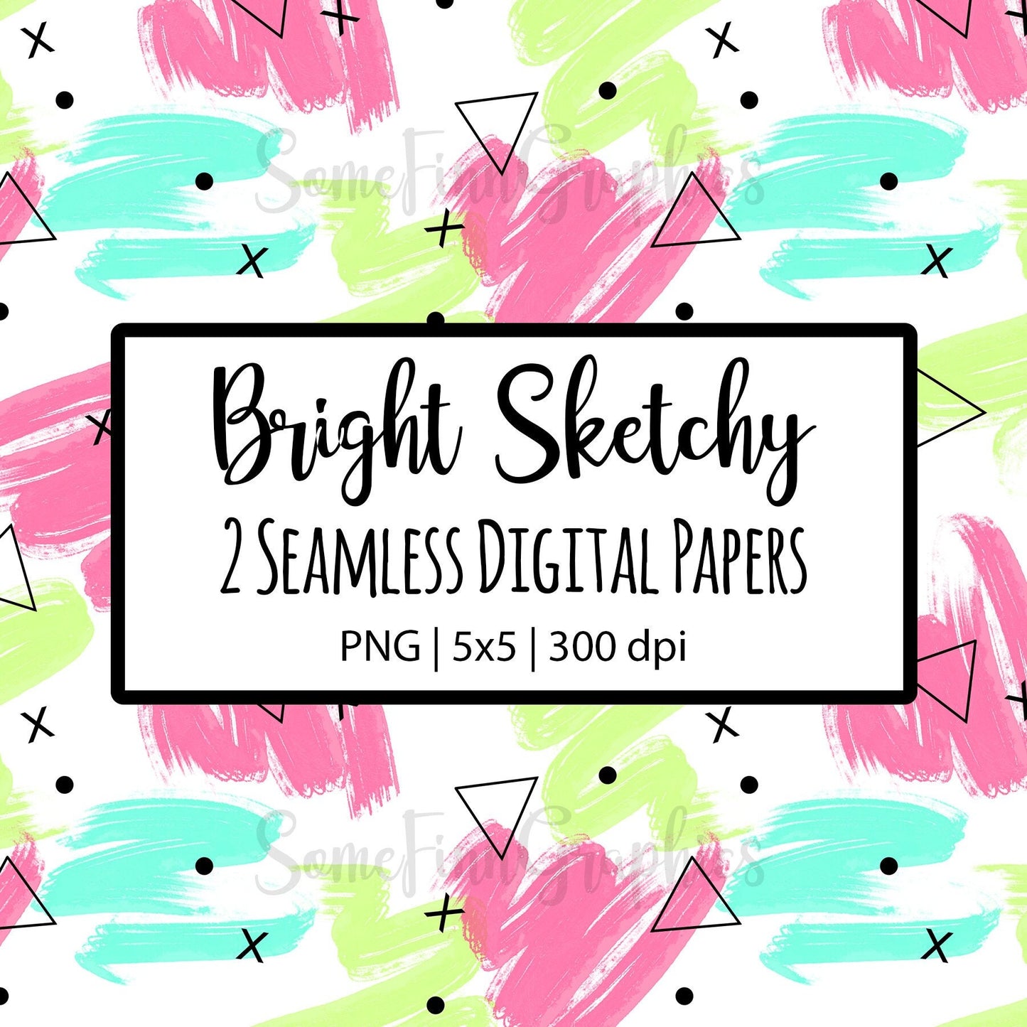 Bright Sketchy Paint Strokes Seamless Design