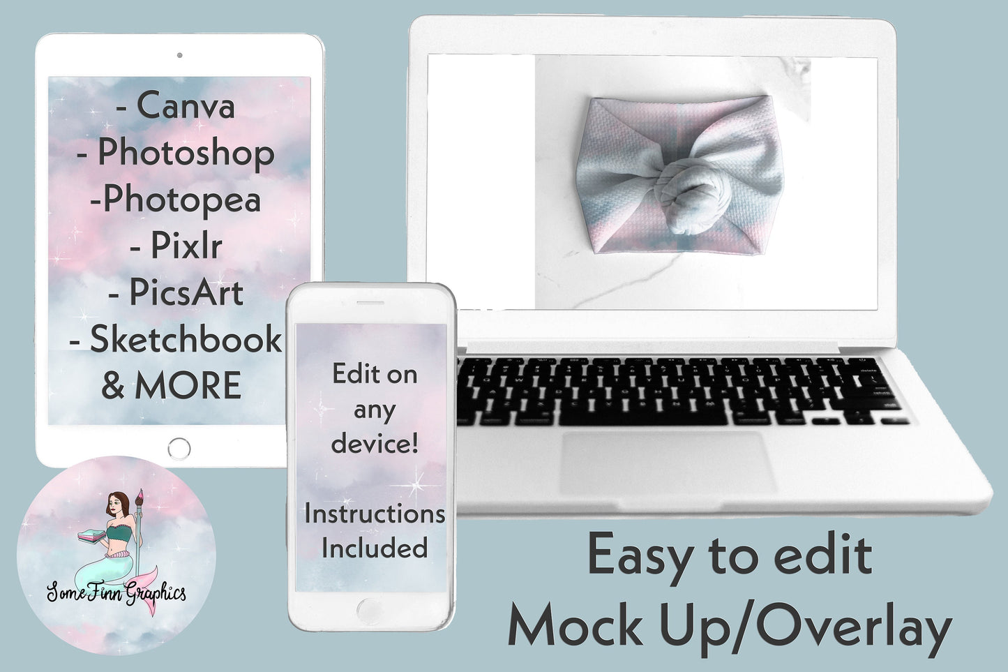 Realistic Top Knot Headwrap Mock-Up