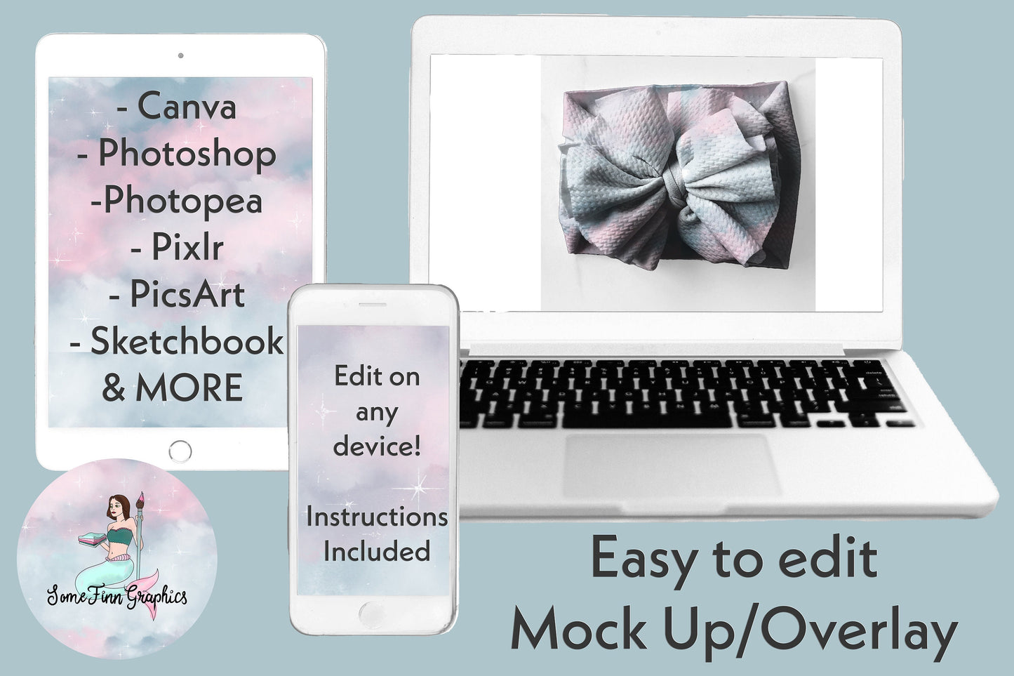 Realistic Messy Bow Headwrap Mock Up