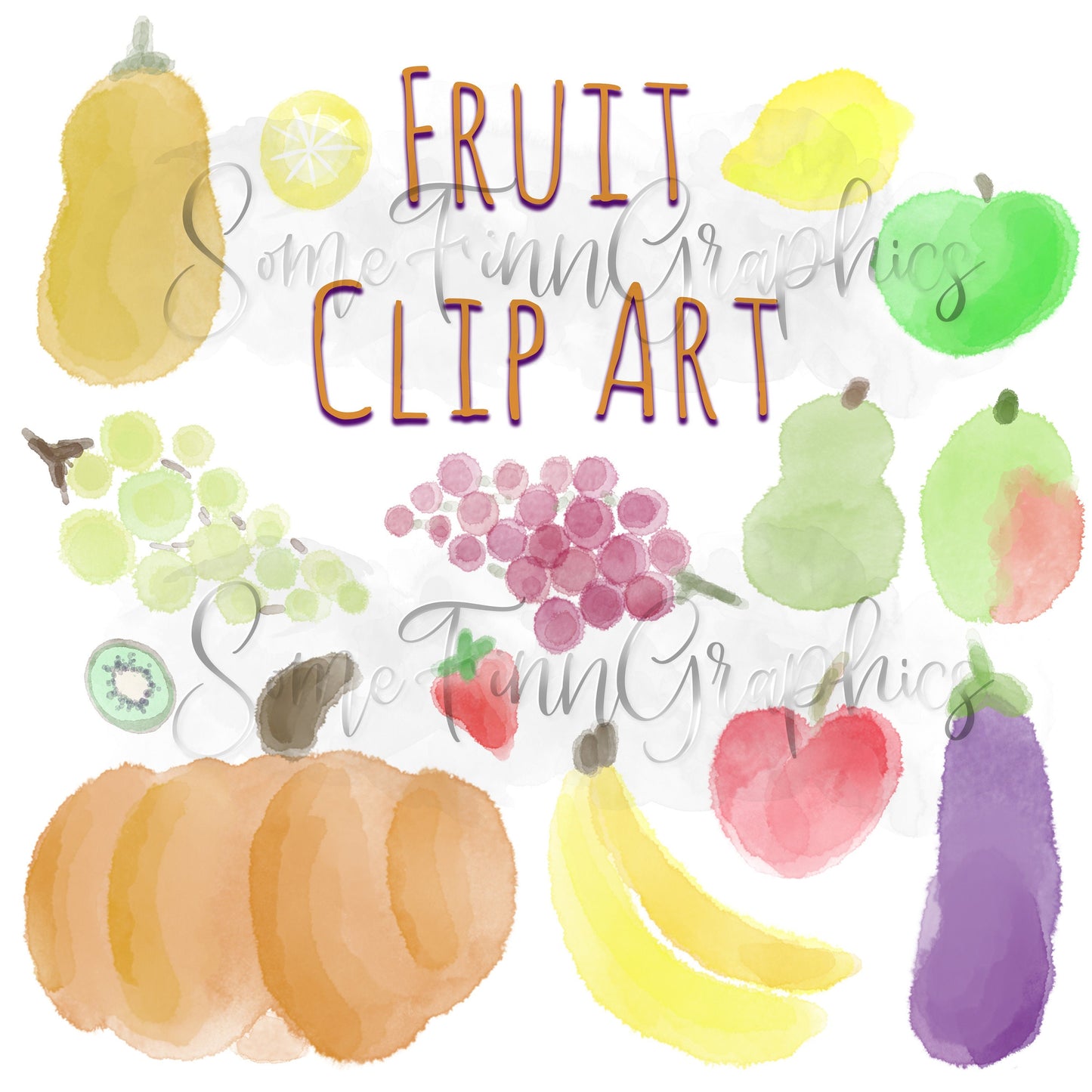 Watercolor Fruit Sublimation Clip Art