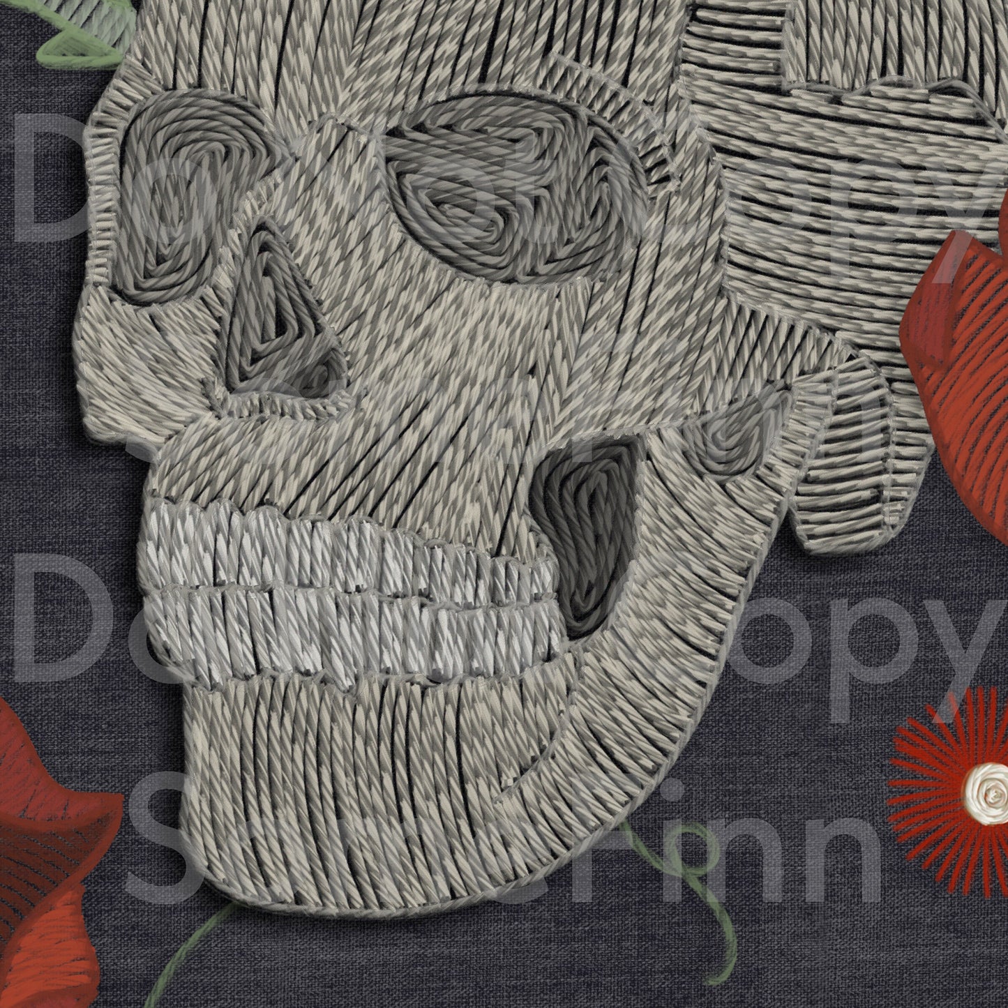 Embroidery Skulls and Roses Seamless